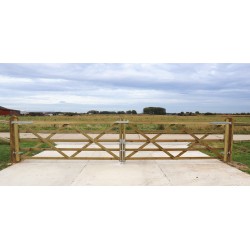 Complete dubbele Engelse poort 2 x 2,4 m (4,8 m) -Tanalith-E - inclusief poortpalen + hang- en sluitwerk - weidepoort