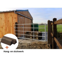 Complete gegalvaniseerde poort 2 tot 3 meter - PRE-SHIELD® - inclusief poortpalen + hang- en sluitwerk - weidepoort