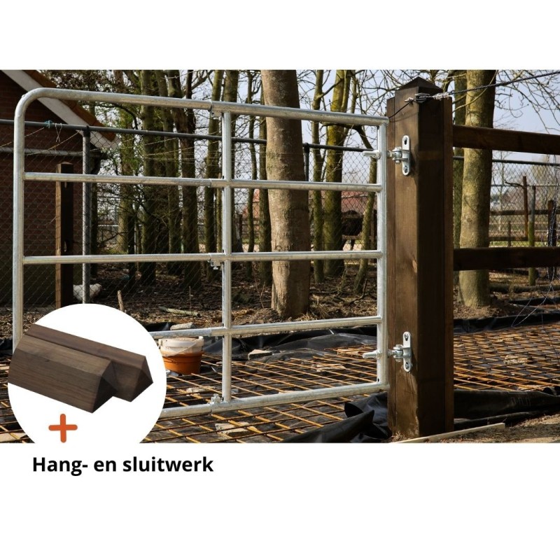 Complete gegalvaniseerde poort 1 tot 1,5 meter - Tanalith-E - weidepoort