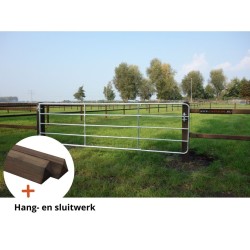 Complete gegalvaniseerde poort 3 tot 4 meter - inclusief poortpalen + hang- en sluitwerk - weidepoort