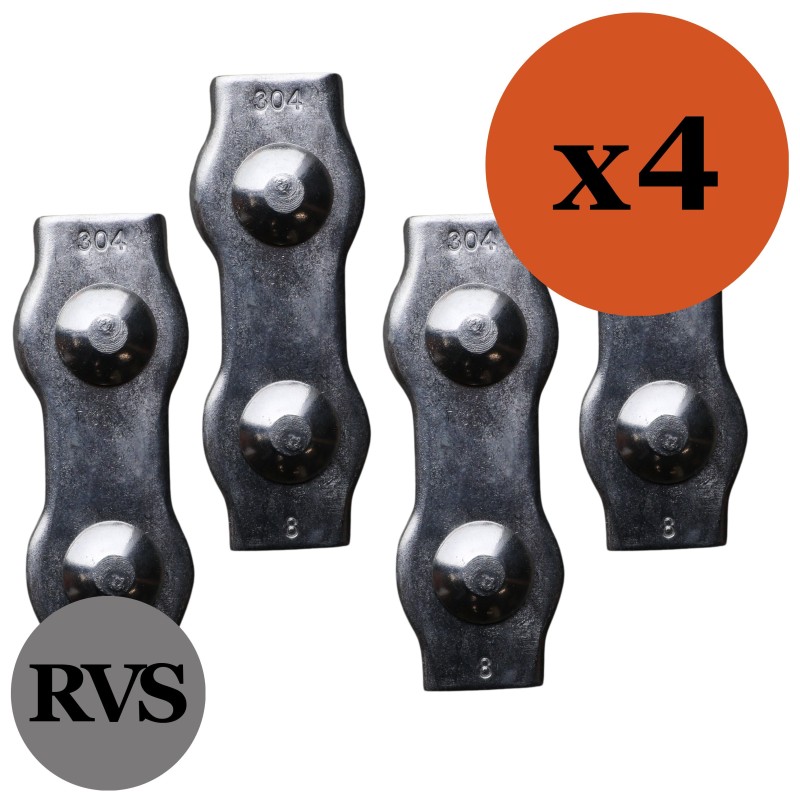 RVS Koordverbinder 8mm 4 stuks